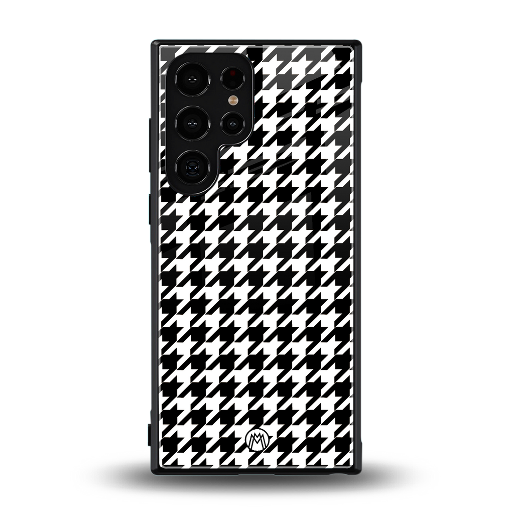 houndstooth classic back phone cover | glass case for samsung galaxy s23 ultra