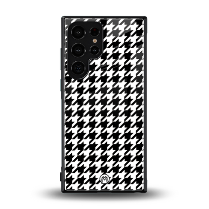 houndstooth classic back phone cover | glass case for samsung galaxy s23 ultra