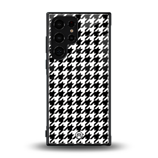 houndstooth classic back phone cover | glass case for samsung galaxy s23 ultra