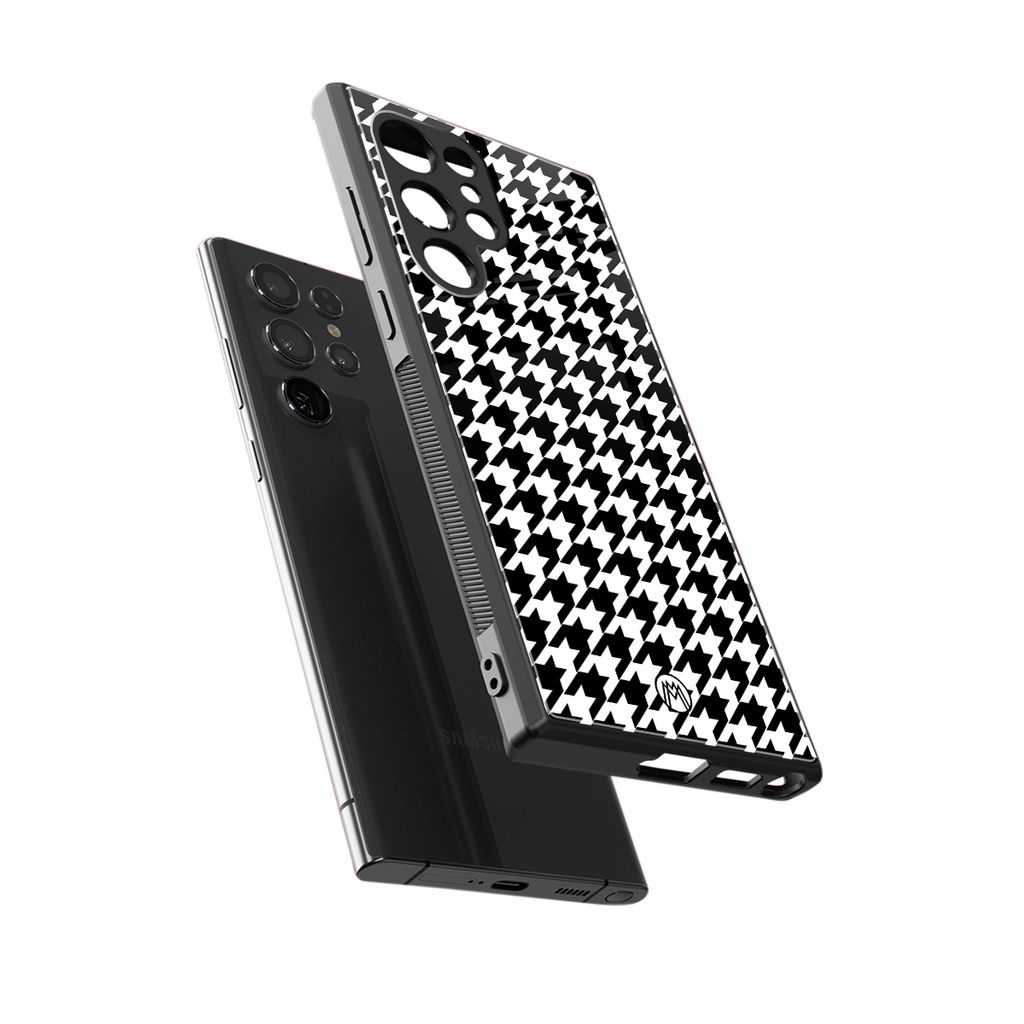 houndstooth classic back phone cover | glass case for samsung galaxy s23 ultra