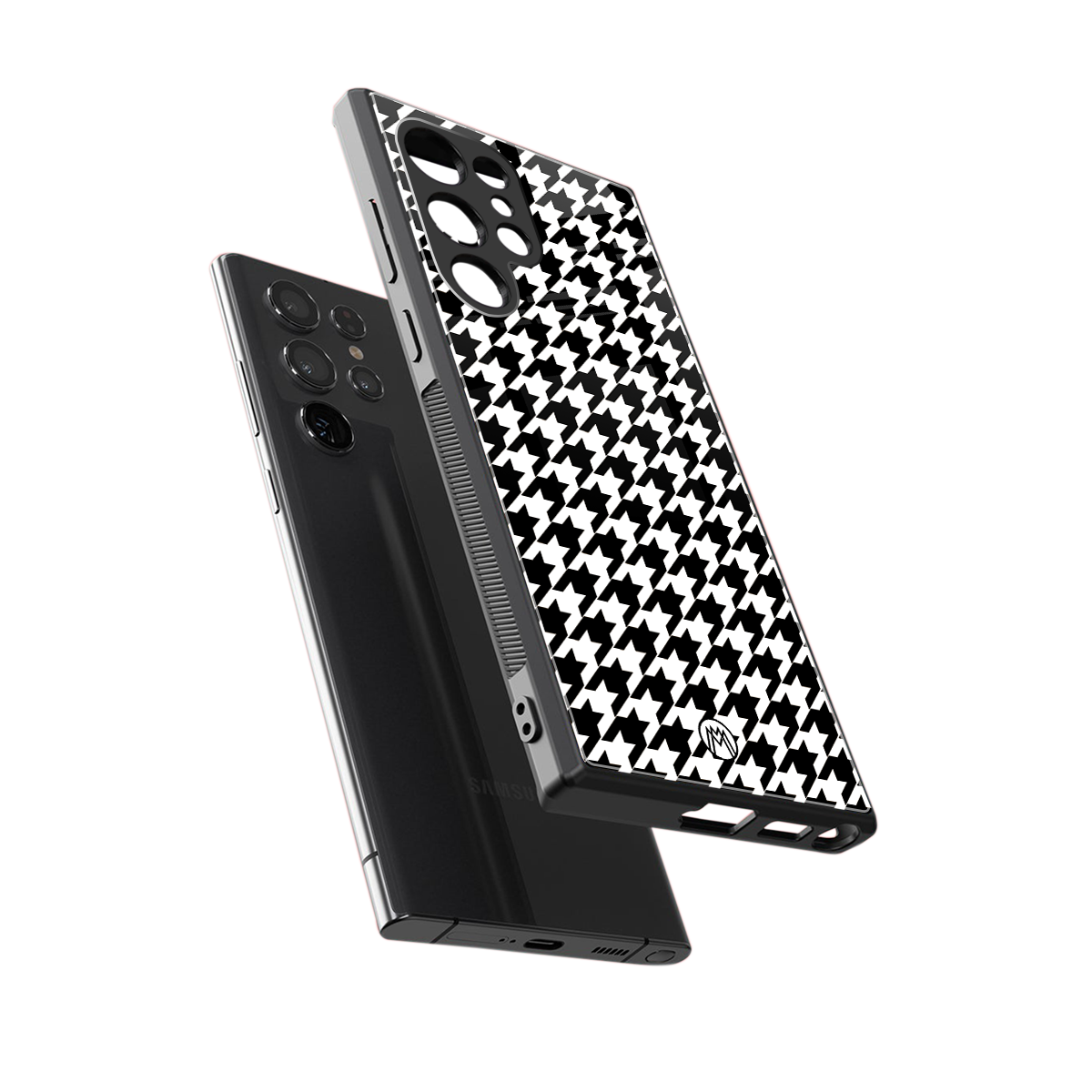 houndstooth classic back phone cover | glass case for samsung galaxy s23 ultra
