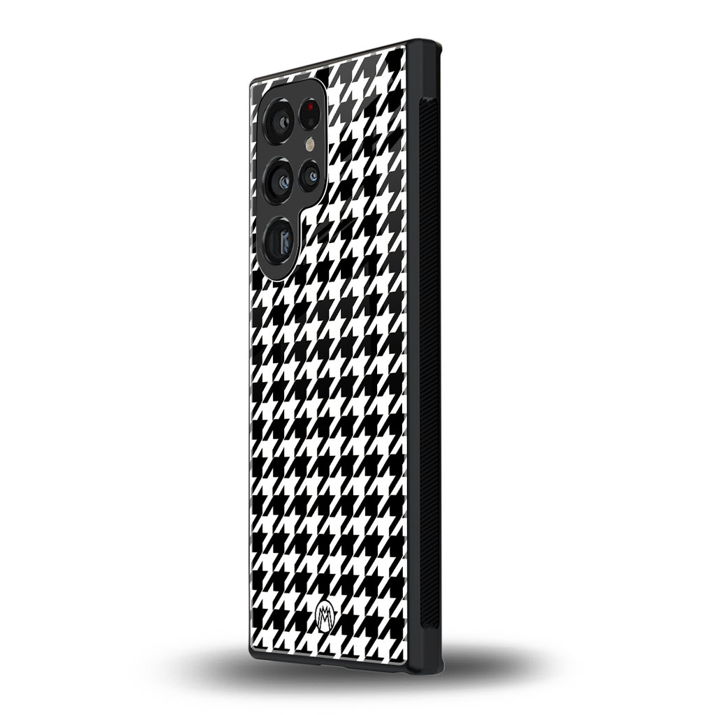 houndstooth classic back phone cover | glass case for samsung galaxy s23 ultra