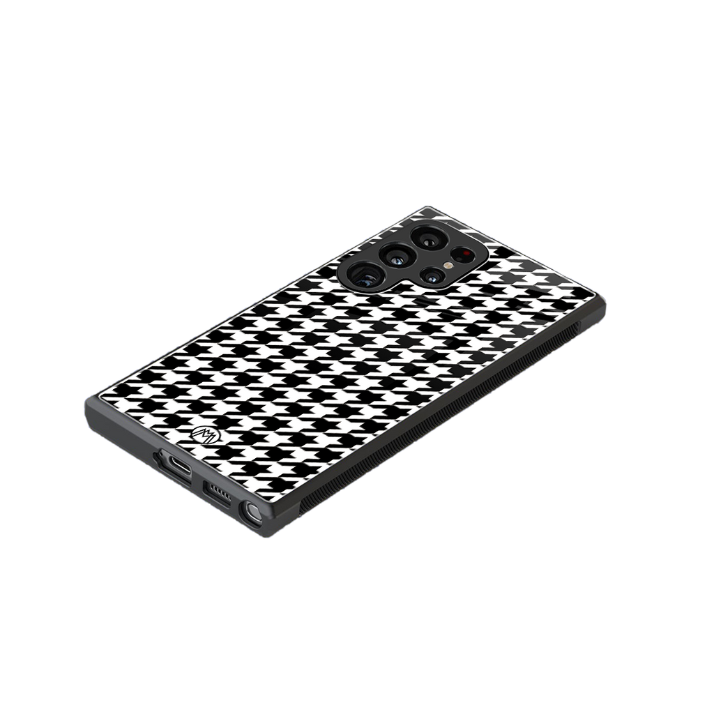 houndstooth classic back phone cover | glass case for samsung galaxy s24 ultra