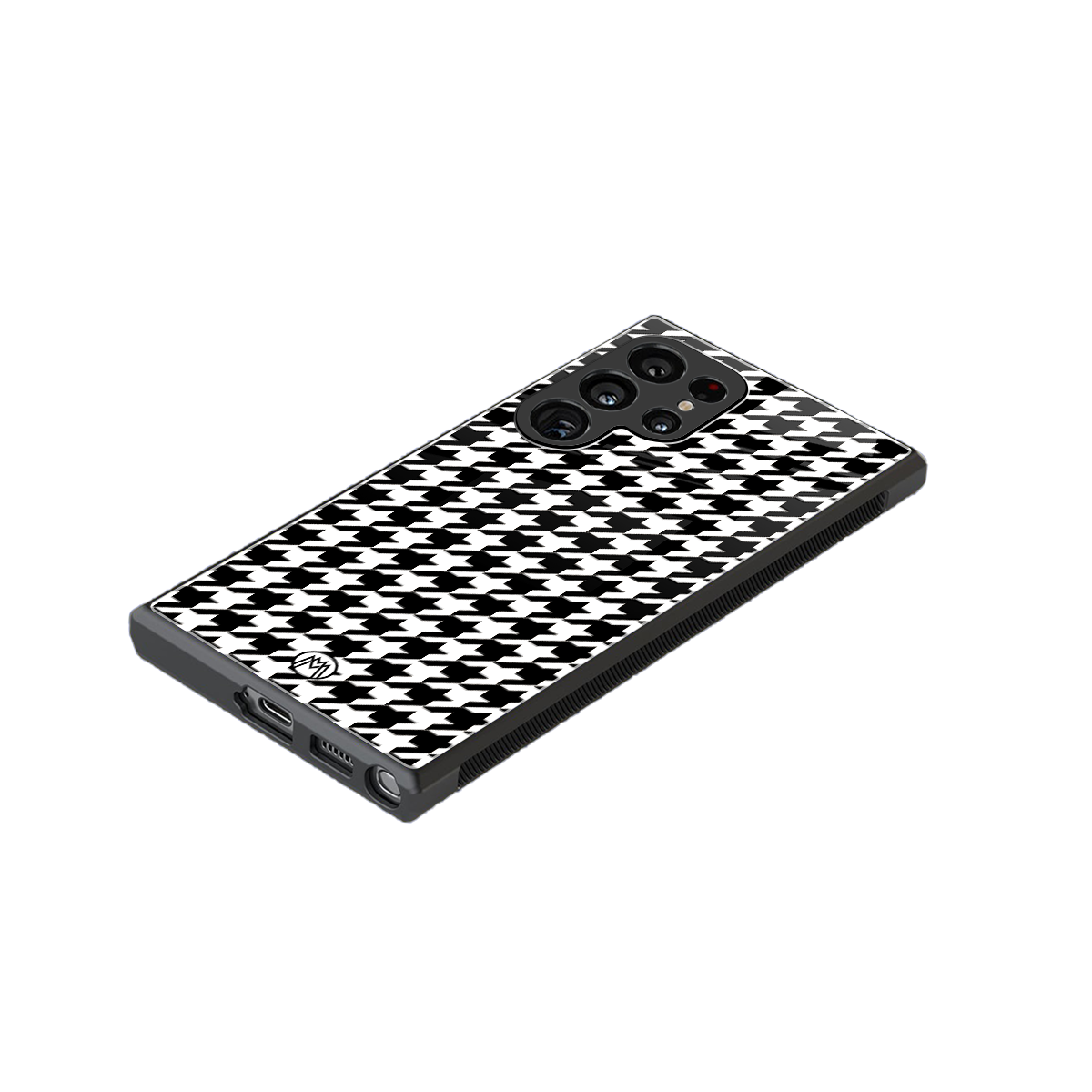 houndstooth classic back phone cover | glass case for samsung galaxy s23 ultra