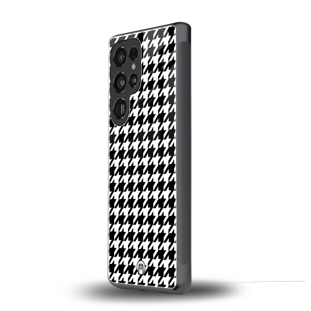 houndstooth classic back phone cover | glass case for samsung galaxy s25 ultra