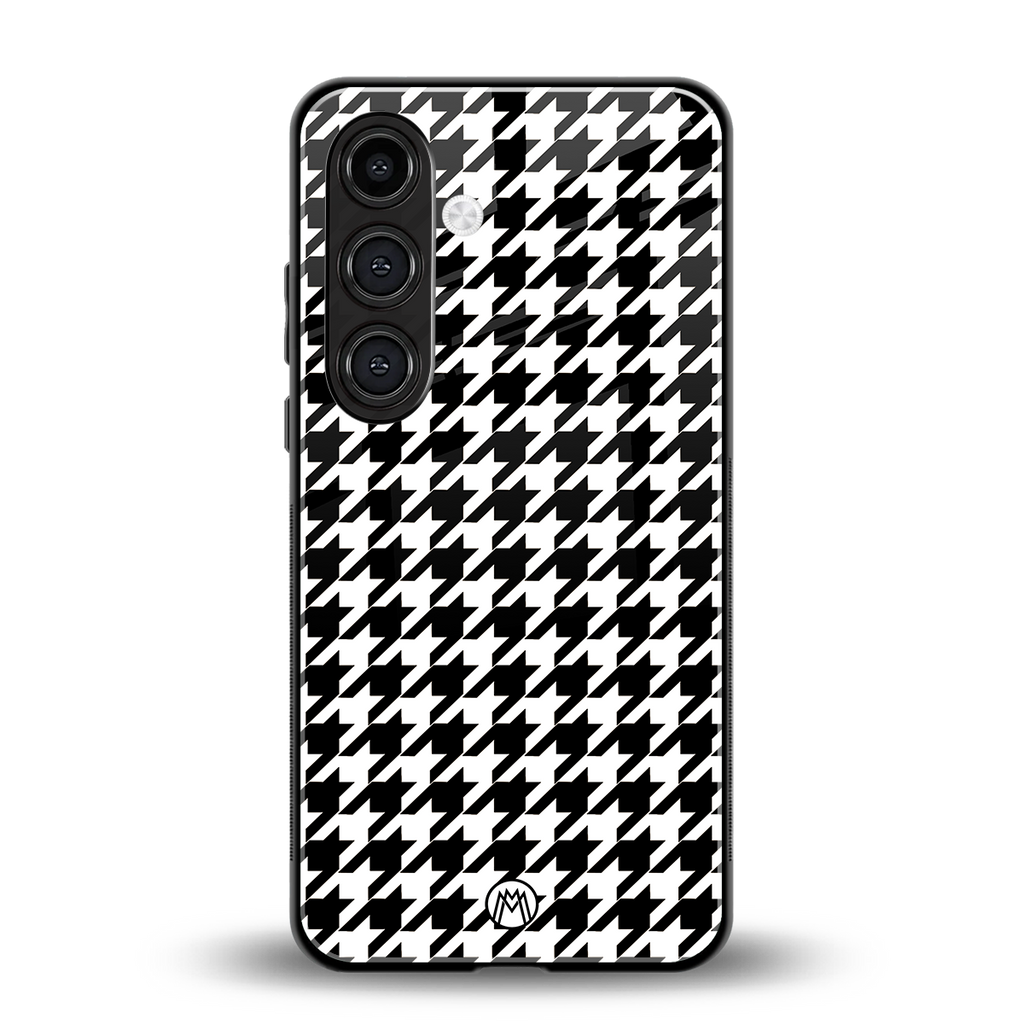houndstooth classic back phone cover | glass case for samsung galaxy s24 fe