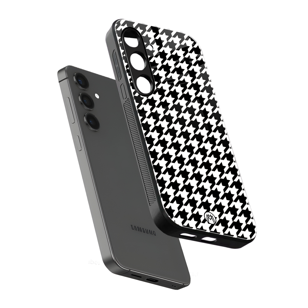 houndstooth classic back phone cover | glass case for samsung galaxy s23 plus
