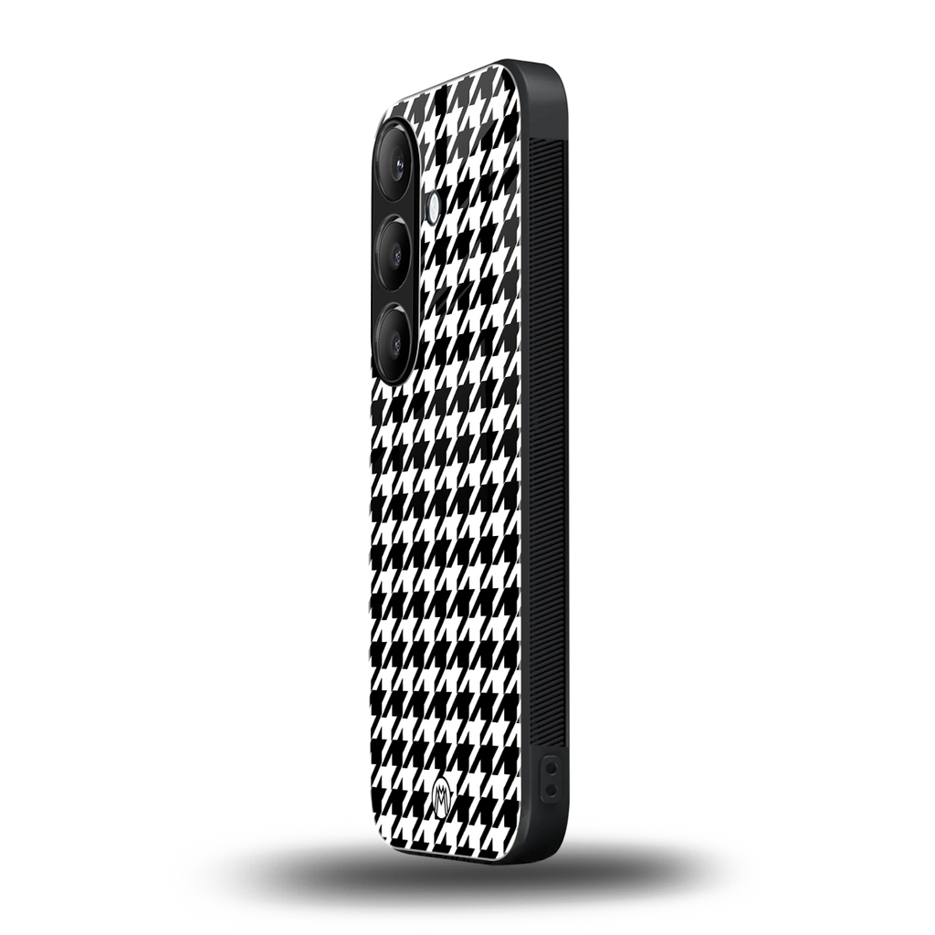 houndstooth classic back phone cover | glass case for samsung galaxy s25 plus