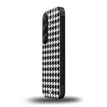 houndstooth classic back phone cover | glass case for samsung galaxy s24 fe
