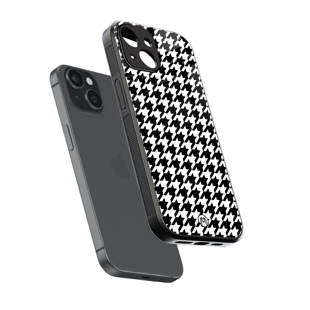 houndstooth classic back phone cover | glass case for iphone 15