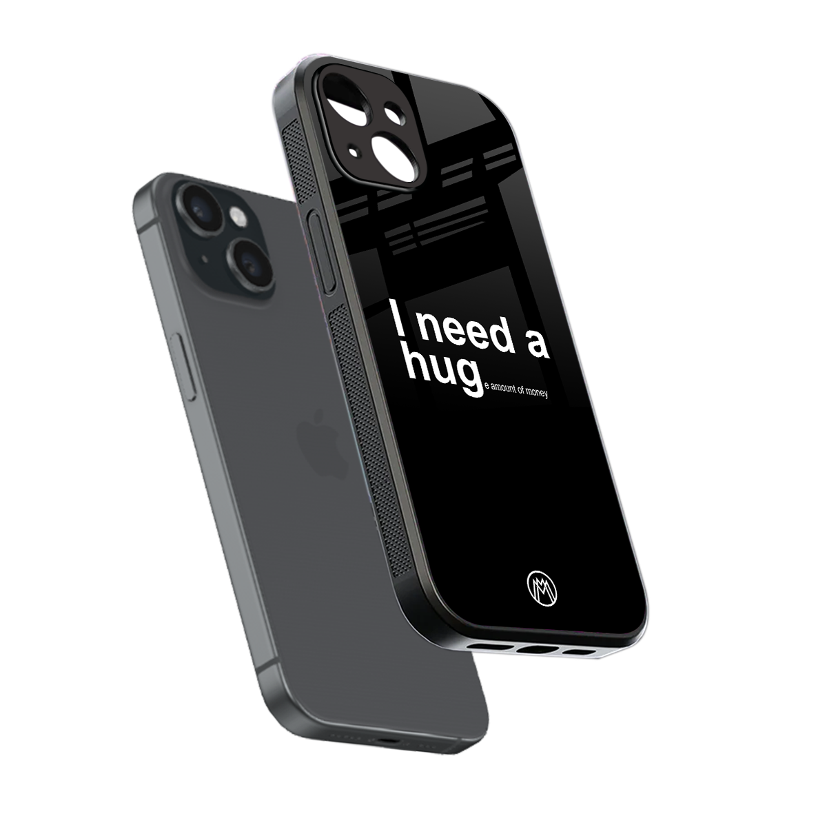 hug me black back phone cover | glass case for iphone 13 mini