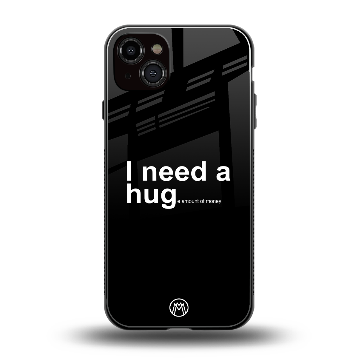hug me black back phone cover | glass case for iphone 15 plus