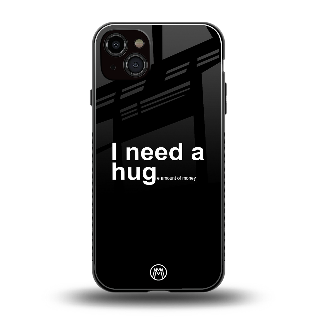hug me black back phone cover | glass case for iphone 14 plus