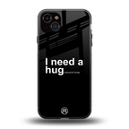 hug me black back phone cover | glass case for iphone 14 plus