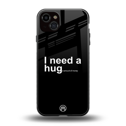 hug me black back phone cover | glass case for iphone 14 plus