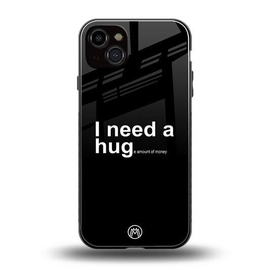 hug me black back phone cover | glass case for iphone 14 plus