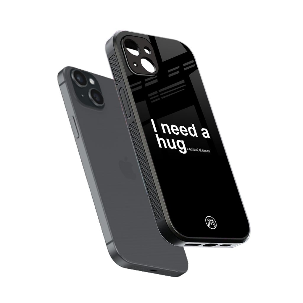 hug me black back phone cover | glass case for iphone 14 plus