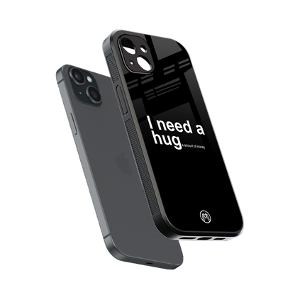 hug me black back phone cover | glass case for iphone 14 plus