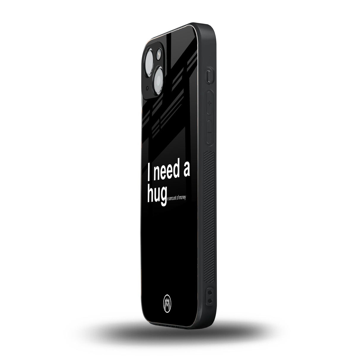 hug me black back phone cover | glass case for iphone 15 plus
