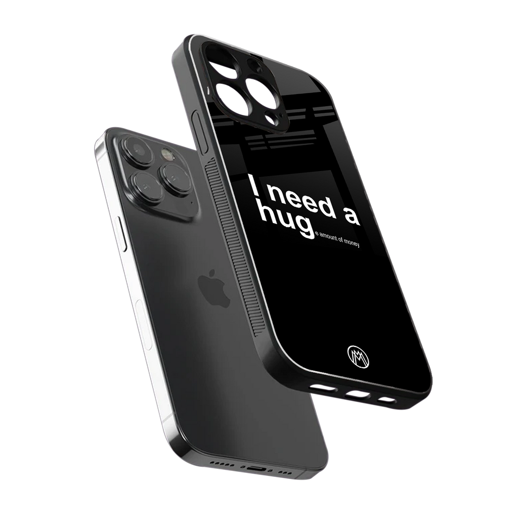 hug me black back phone cover | glass case for iphone 15 pro max