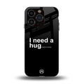 hug me black back phone cover | glass case for iphone 15 pro