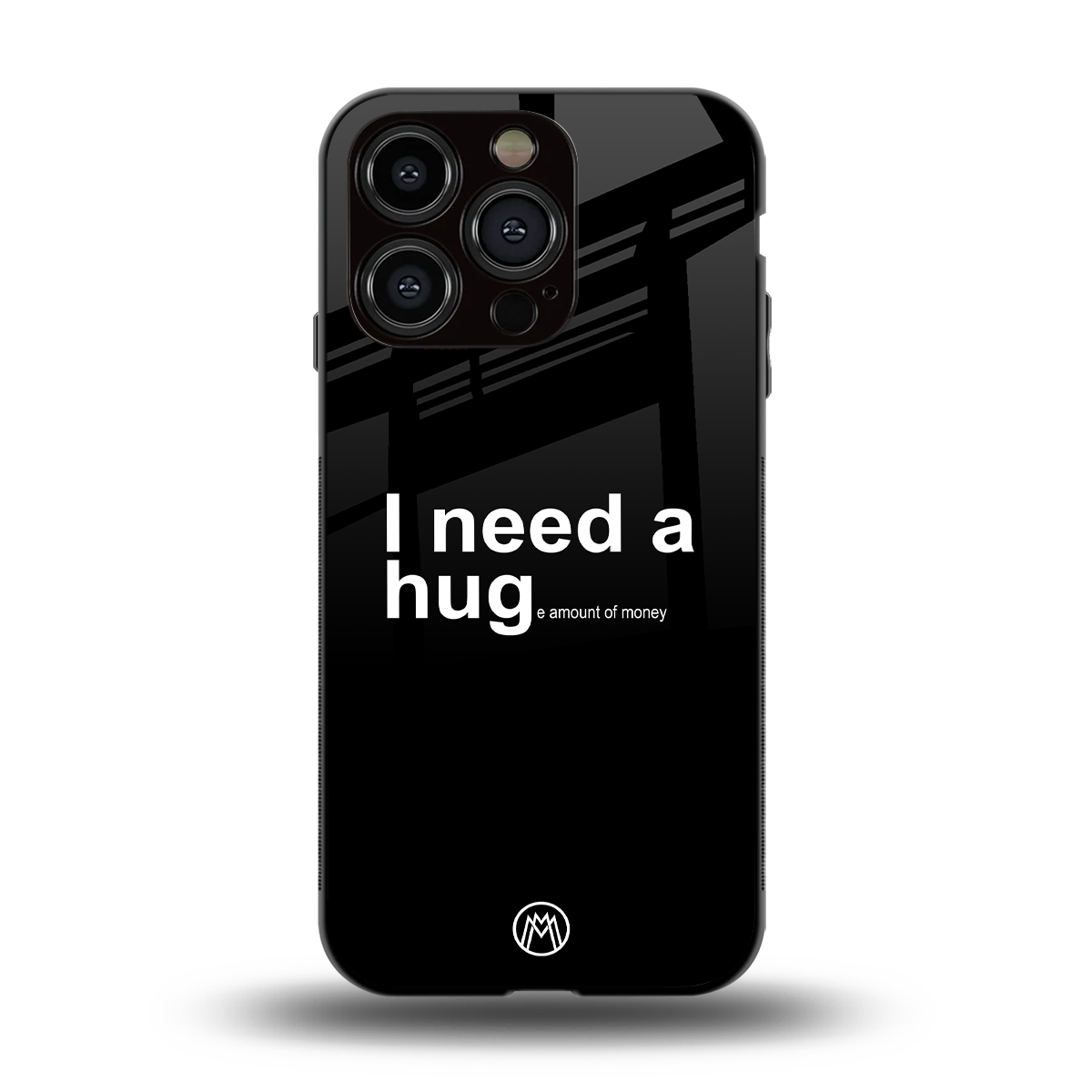 hug me black back phone cover | glass case for iphone 15 pro