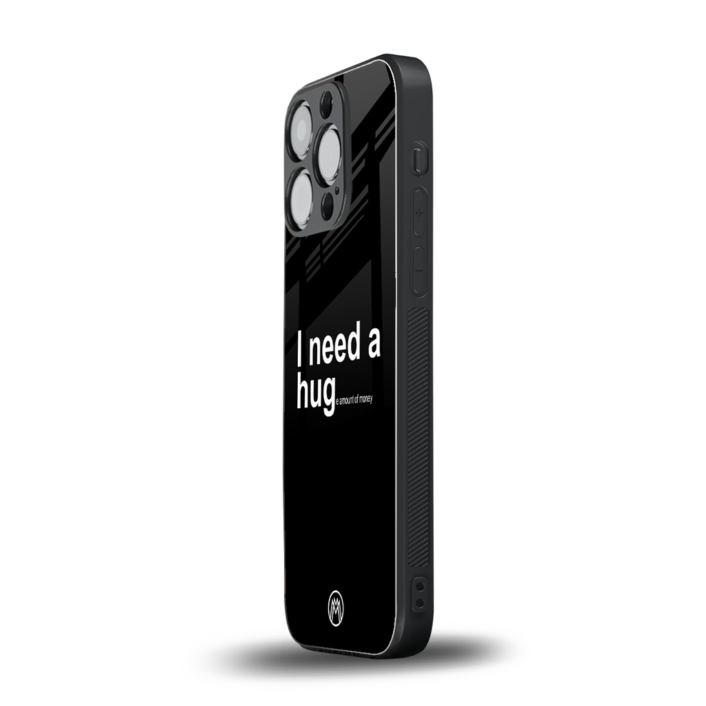 hug me black back phone cover | glass case for iphone 15 pro