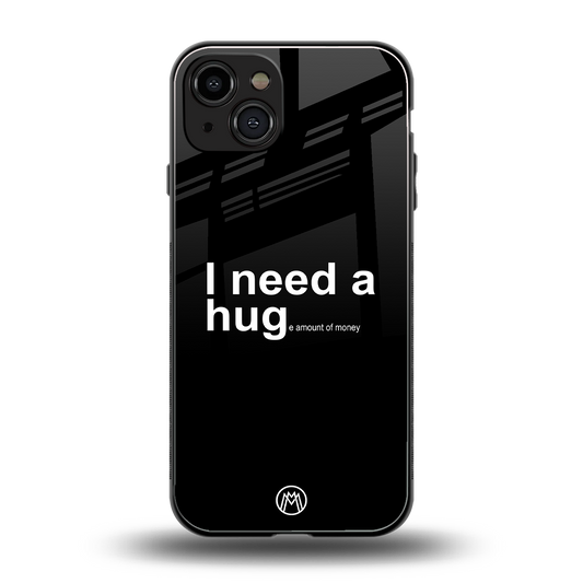 hug me black back phone cover | glass case for iphone 15