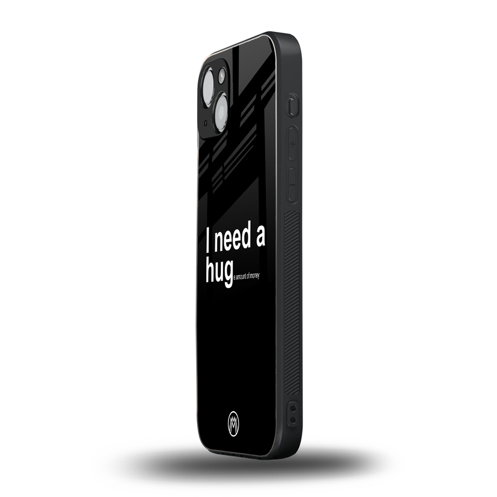 hug me black back phone cover | glass case for iphone 15