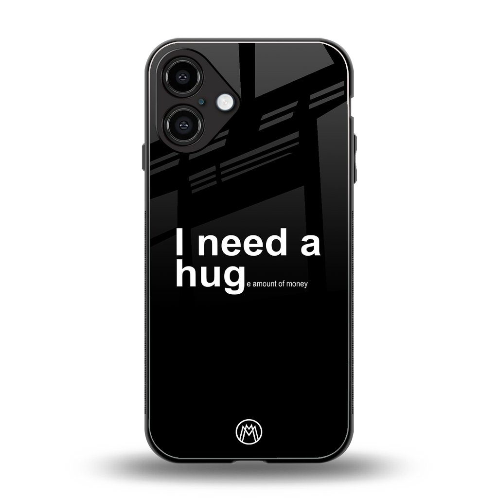 hug me black back phone cover | glass case for iphone 16 plus