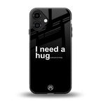 hug me black back phone cover | glass case for iphone 16 plus