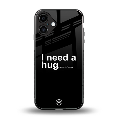 hug me black back phone cover | glass case for iphone 16 plus