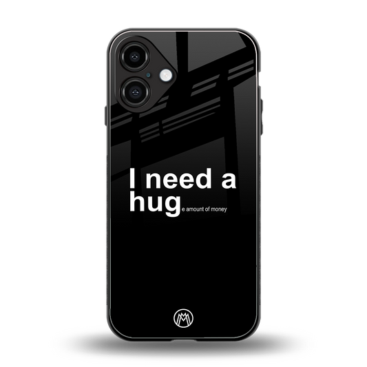hug me black back phone cover | glass case for iphone 16 plus