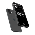 hug me black back phone cover | glass case for iphone 16 plus
