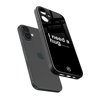 hug me black back phone cover | glass case for iphone 16 plus