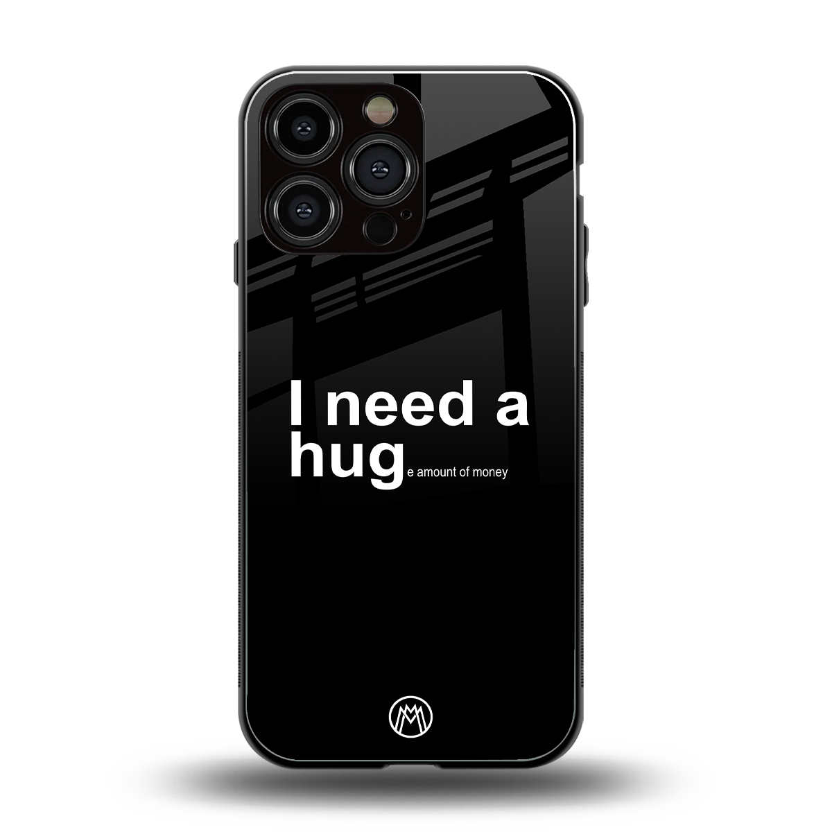 hug me black back phone cover | glass case for iphone 16 pro max