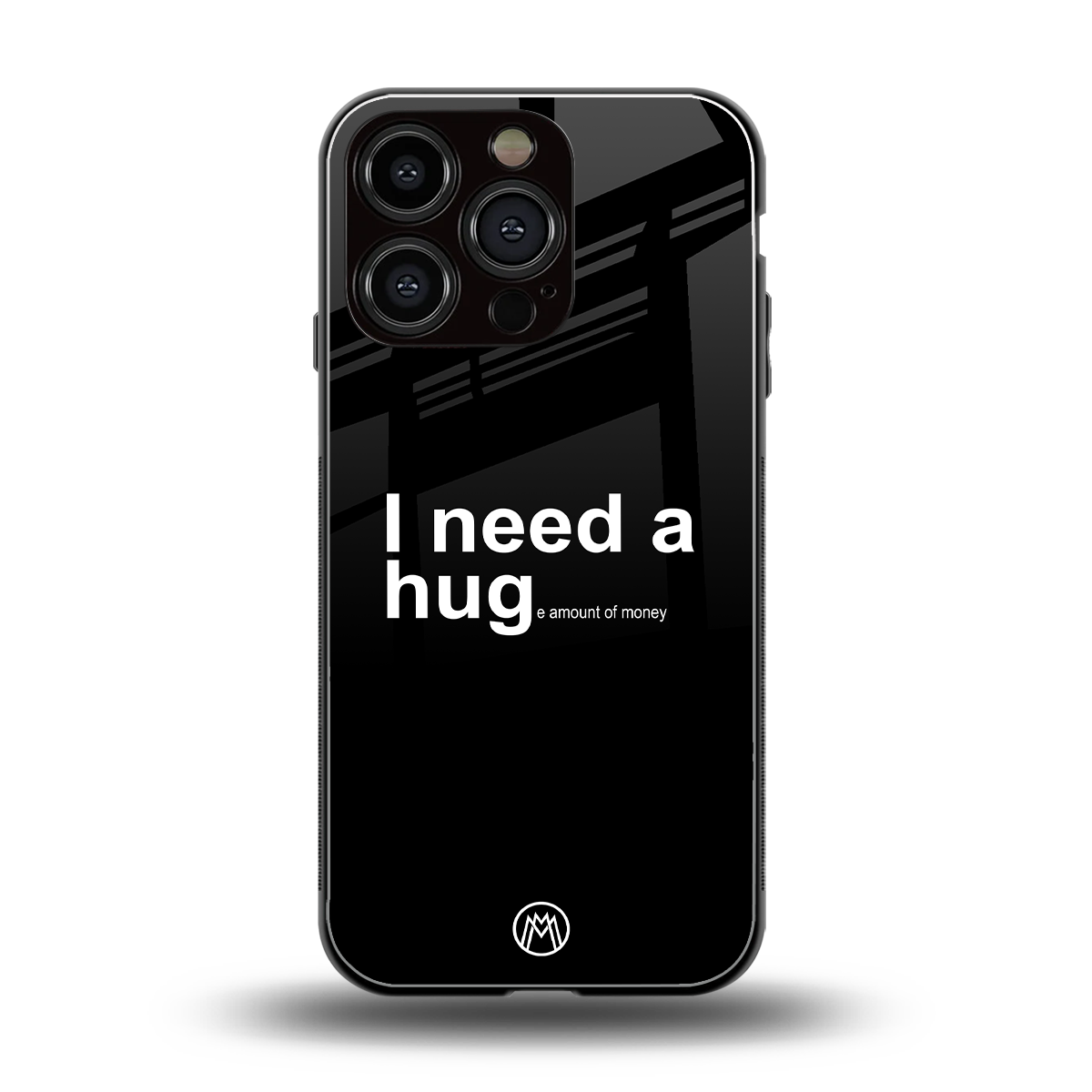 hug me black back phone cover | glass case for iphone 16 pro