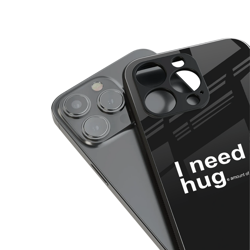 hug me black back phone cover | glass case for iphone 16 plus