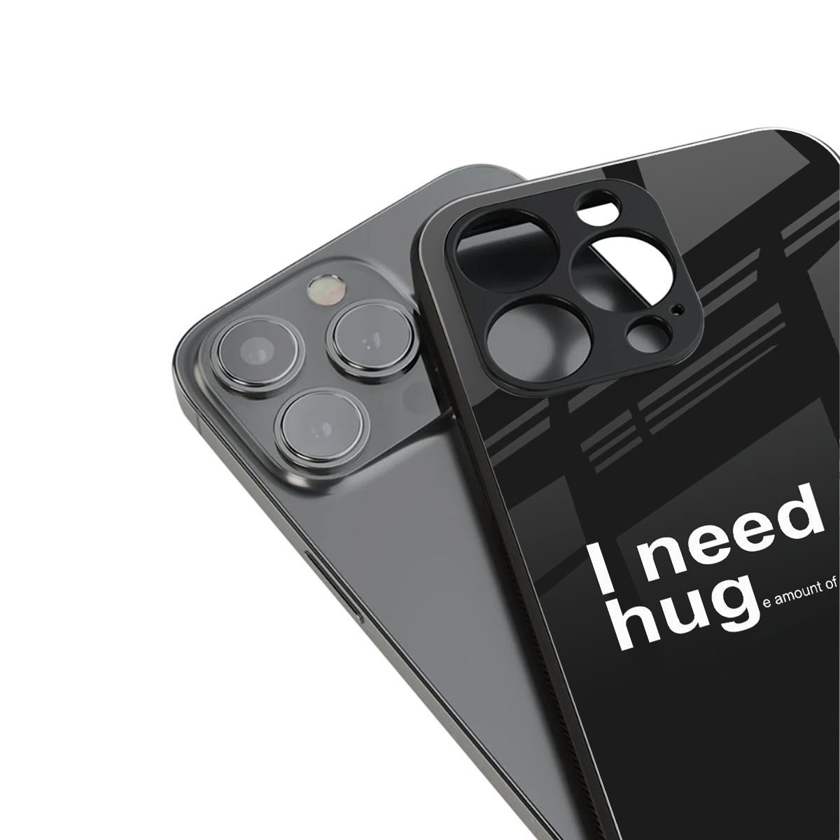 hug me black back phone cover | glass case for iphone 16 pro max