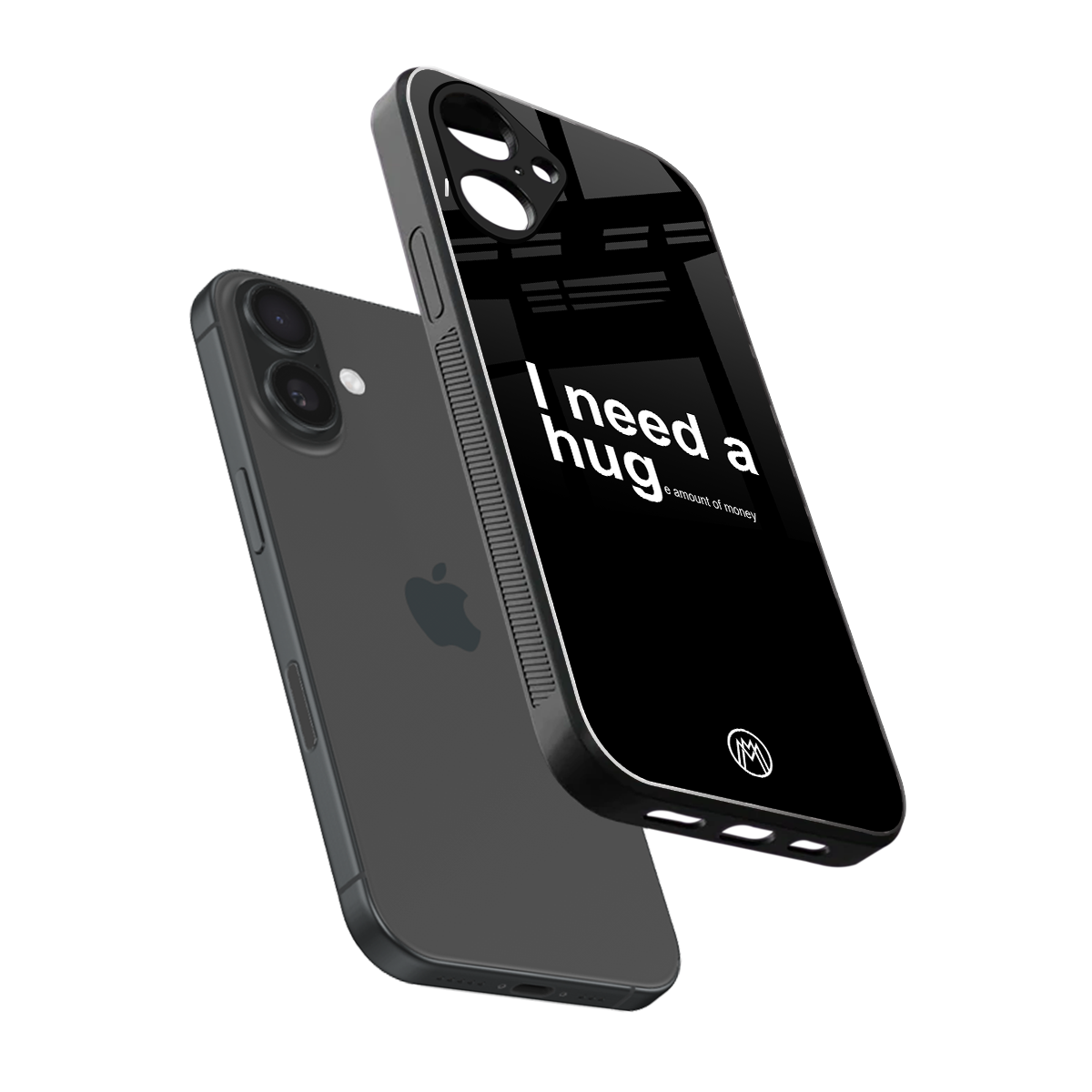hug me black back phone cover | glass case for iphone 16
