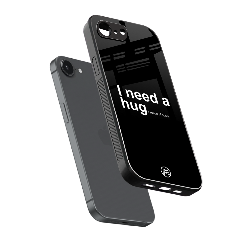 hug me black back phone cover | glass case for iphone 16e