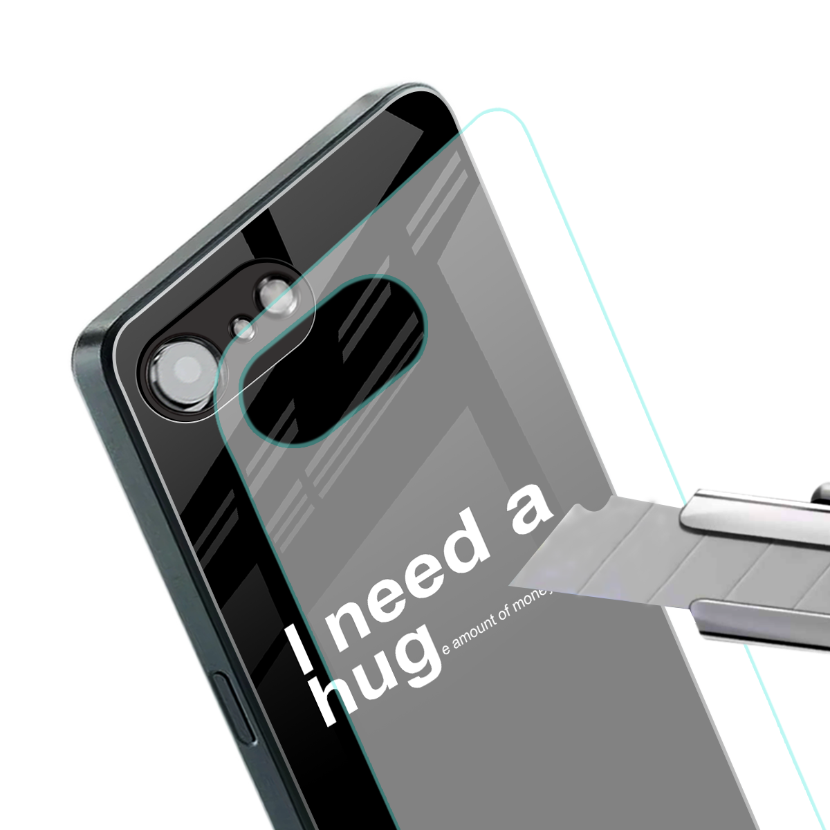 hug me black back phone cover | glass case for iphone 16e