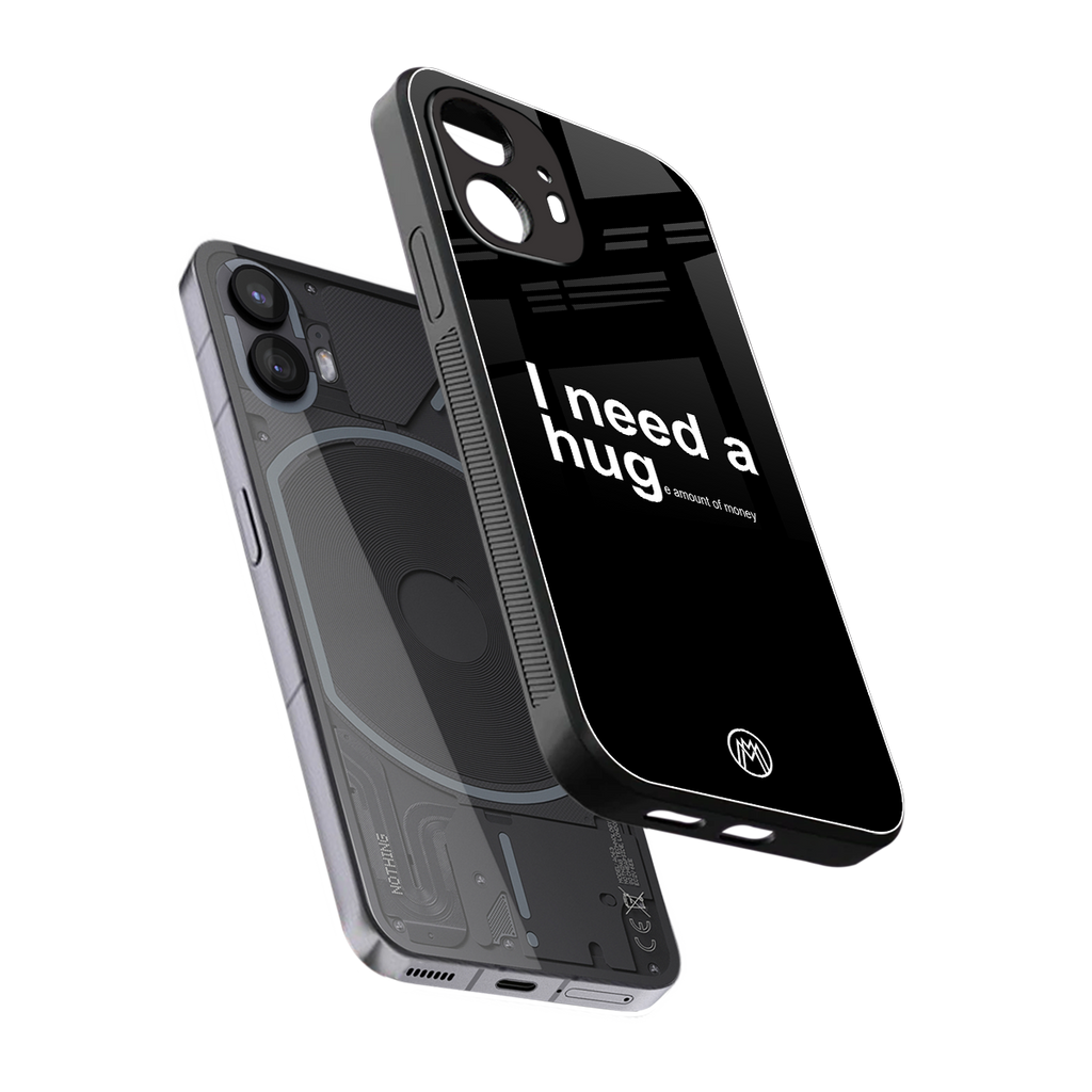 hug me black back phone cover | glass case for nothing phone 2