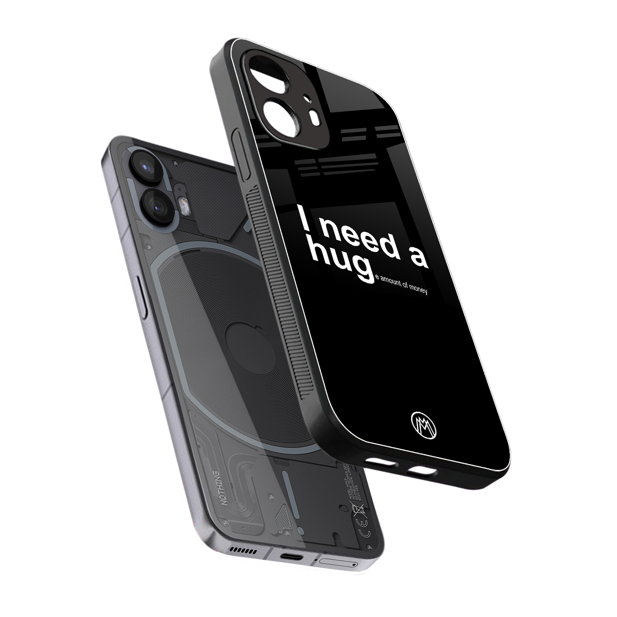 hug me black back phone cover | glass case for nothing phone 2