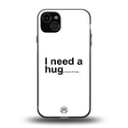 hug me white back phone cover | glass case for iphone 15 plus