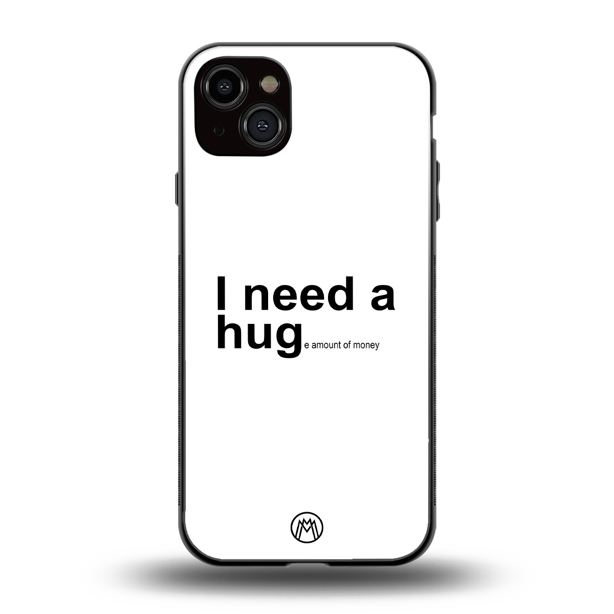 hug me white back phone cover | glass case for iphone 15 plus