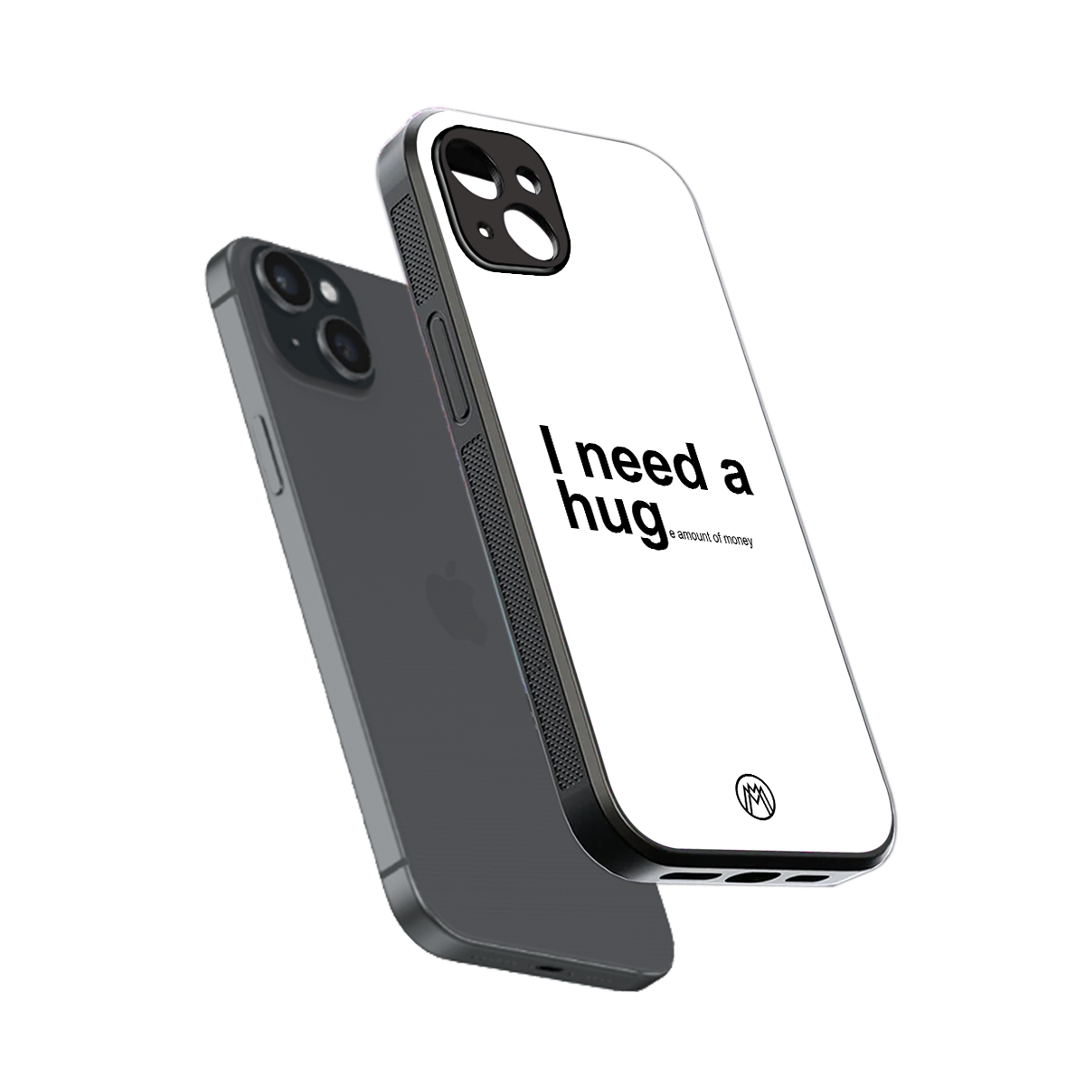 hug me white back phone cover | glass case for iphone 14 plus