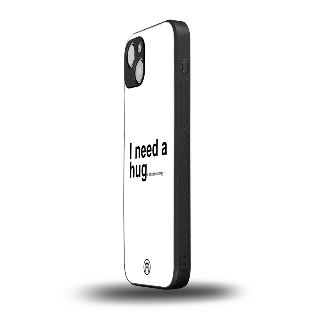 hug me white back phone cover | glass case for iphone 14 plus