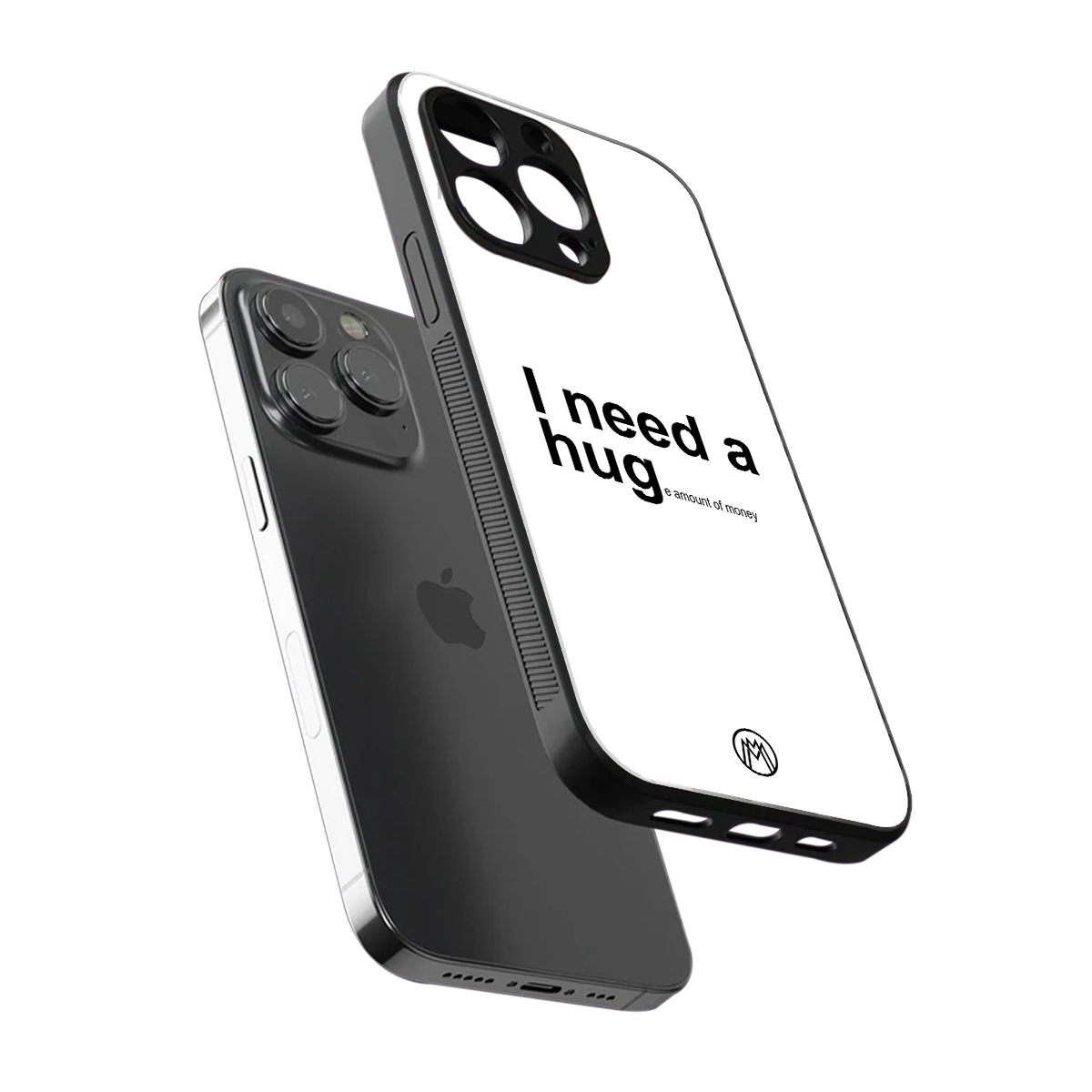 hug me white back phone cover | glass case for iphone 15 pro max
