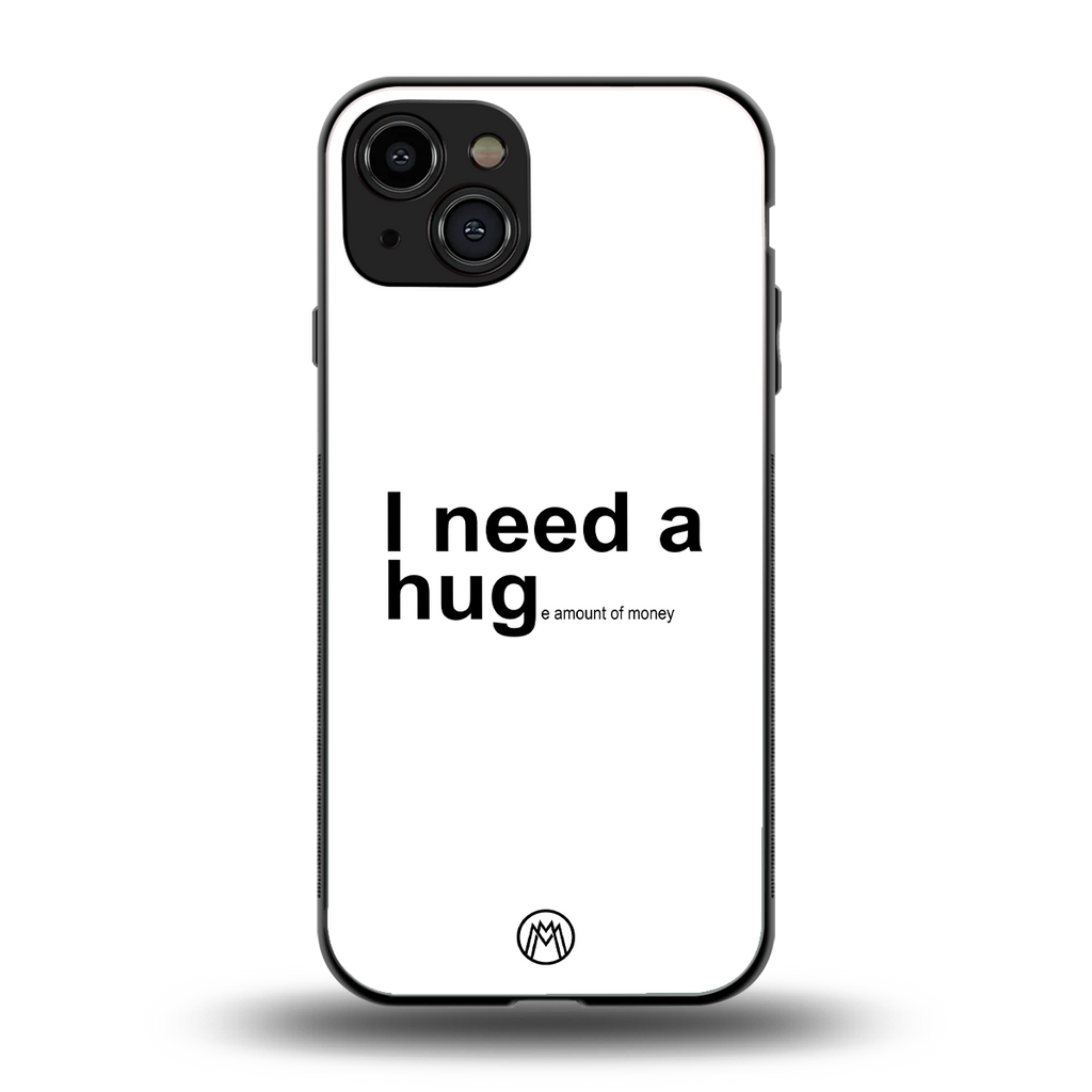 hug me white back phone cover | glass case for iphone 15